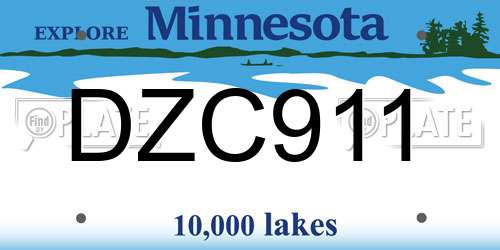 DZC911 Minnesota License Plate