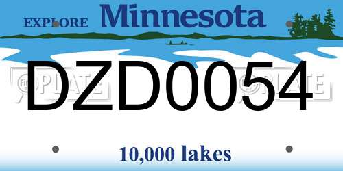 DZD0054 Minnesota License Plate