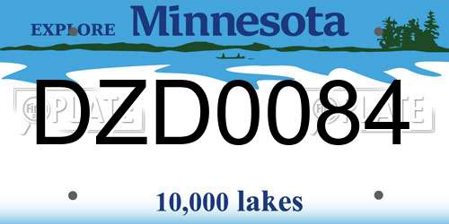 DZD0084 Minnesota License Plate