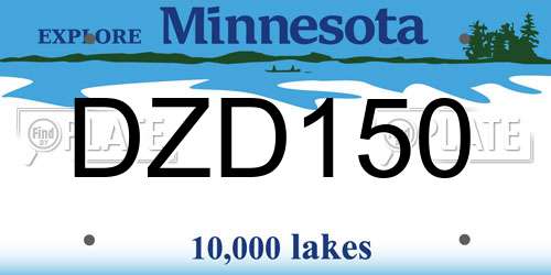 DZD150 Minnesota License Plate