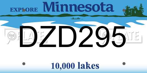 DZD295 Minnesota License Plate