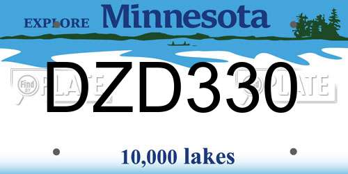 DZD330 Minnesota License Plate