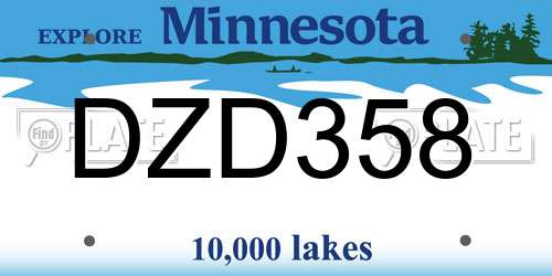DZD358 Minnesota License Plate