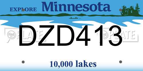 DZD413 Minnesota License Plate