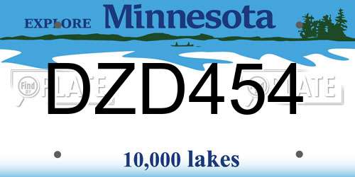 DZD454 Minnesota License Plate