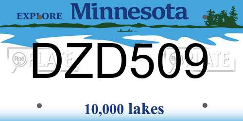 DZD509 Minnesota License Plate
