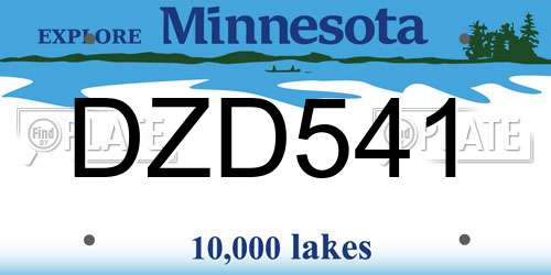 DZD541 Minnesota License Plate