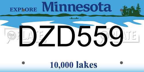 DZD559 Minnesota License Plate