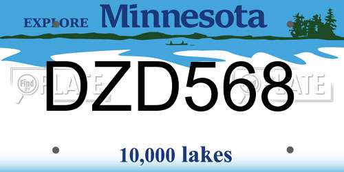 DZD568 Minnesota License Plate