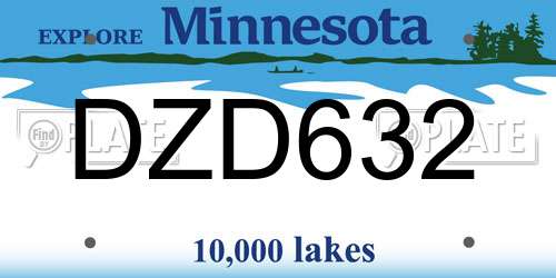DZD632 Minnesota License Plate