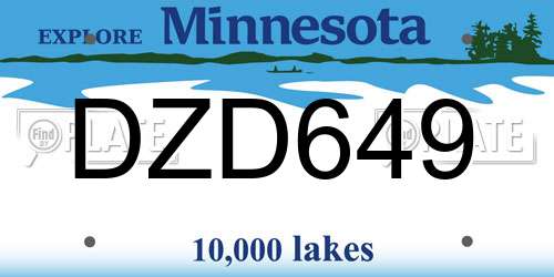 DZD649 Minnesota License Plate
