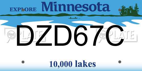 DZD67C Minnesota License Plate