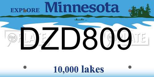 DZD809 Minnesota License Plate
