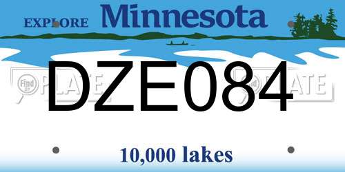 DZE084 Minnesota License Plate
