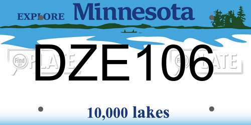 DZE106 Minnesota License Plate