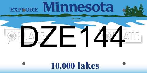 DZE144 Minnesota License Plate