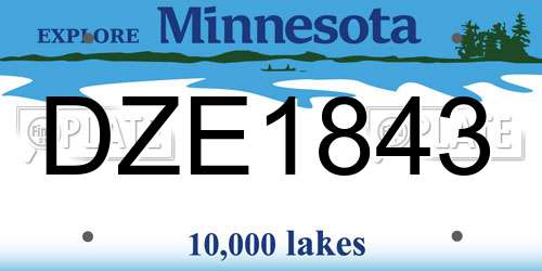 DZE1843 Minnesota License Plate