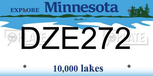 DZE272 Minnesota License Plate