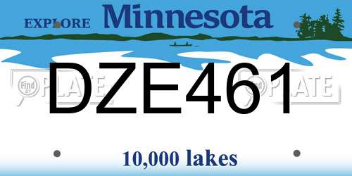 DZE461 Minnesota License Plate
