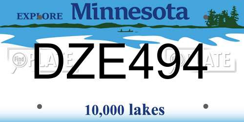 DZE494 Minnesota License Plate