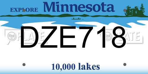 DZE718 Minnesota License Plate