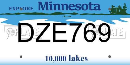 DZE769 Minnesota License Plate