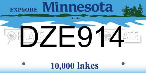 DZE914 Minnesota License Plate