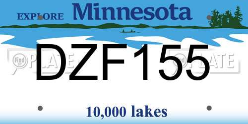 DZF155 Minnesota License Plate