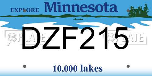 DZF215 Minnesota License Plate