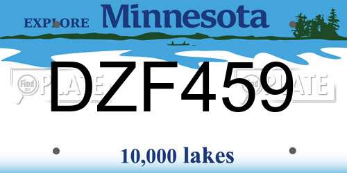 DZF459 Minnesota License Plate