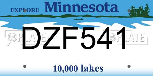 DZF541 Minnesota License Plate