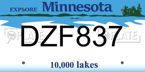 DZF837 Minnesota License Plate