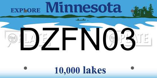 DZFN03 Minnesota License Plate