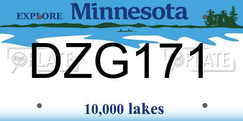 DZG171 Minnesota License Plate