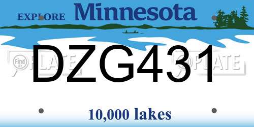 DZG431 Minnesota License Plate