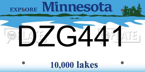DZG441 Minnesota License Plate