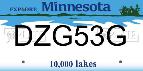 DZG53G Minnesota License Plate