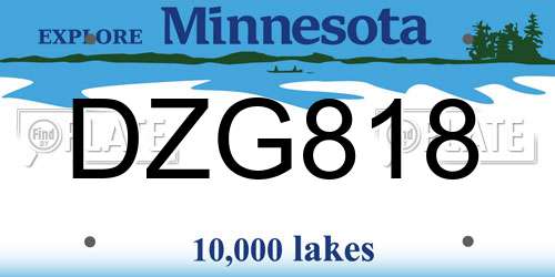 DZG818 Minnesota License Plate