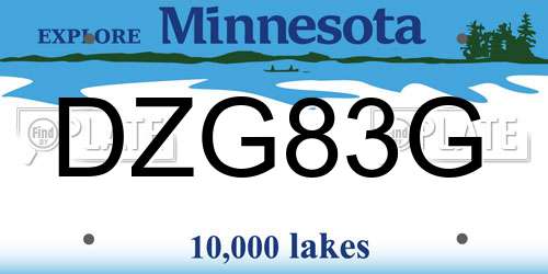 DZG83G Minnesota License Plate