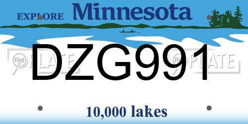 DZG991 Minnesota License Plate