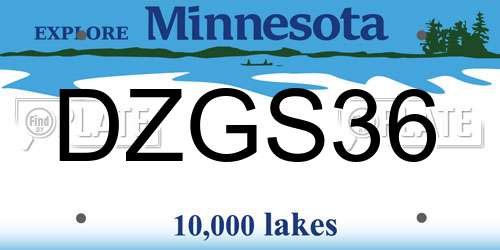 DZGS36 Minnesota License Plate