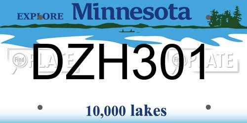 DZH301 Minnesota License Plate