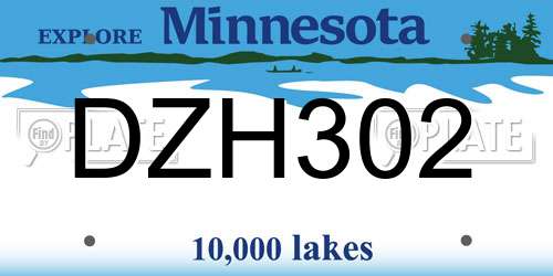 DZH302 Minnesota License Plate