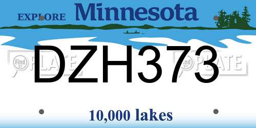 DZH373 Minnesota License Plate