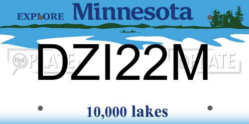 DZI22M Minnesota License Plate