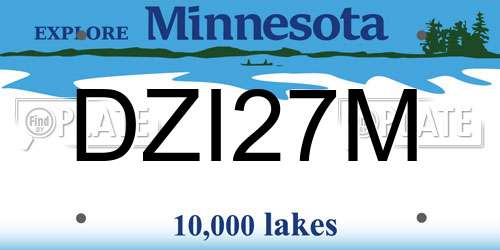 DZI27M Minnesota License Plate