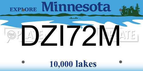 DZI72M Minnesota License Plate