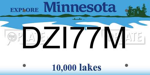 DZI77M Minnesota License Plate