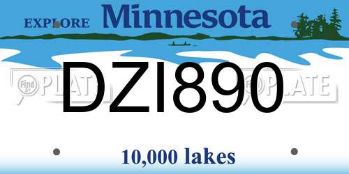 DZI890 Minnesota License Plate