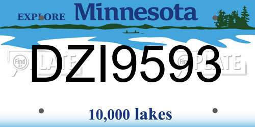 DZI9593 Minnesota License Plate